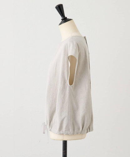 亞麻下襬抽繩女襯衫