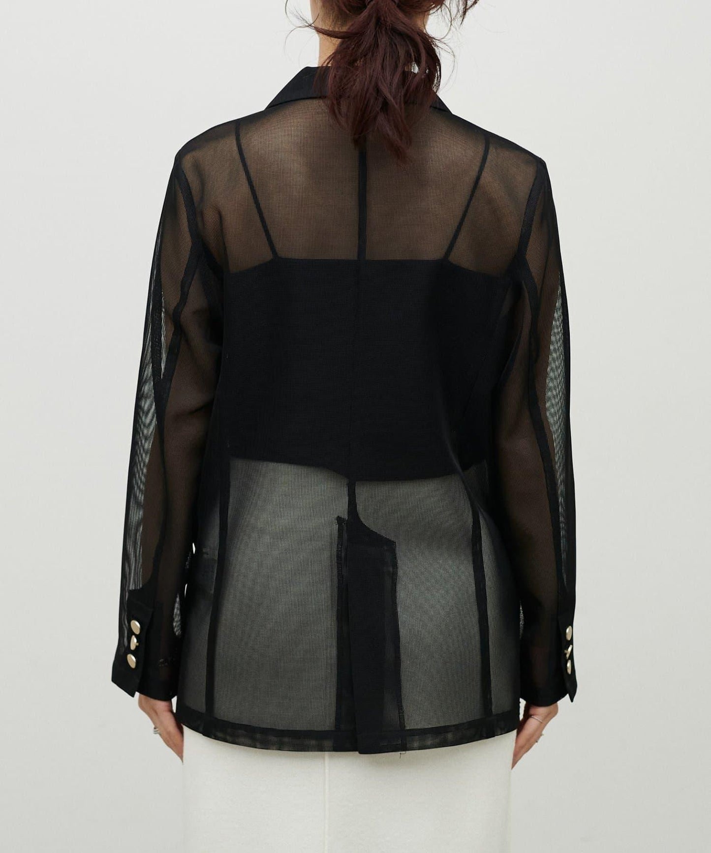 金屬扣網眼面料夾克