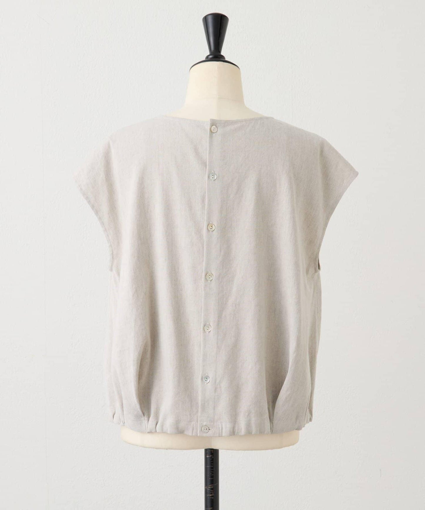 亞麻下襬抽繩女襯衫