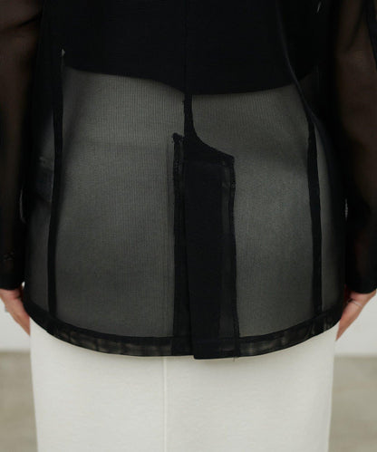 金屬扣網眼面料夾克