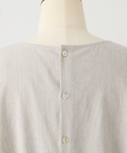 亞麻下襬抽繩女襯衫