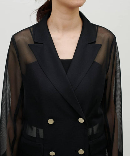 金屬扣網眼面料夾克