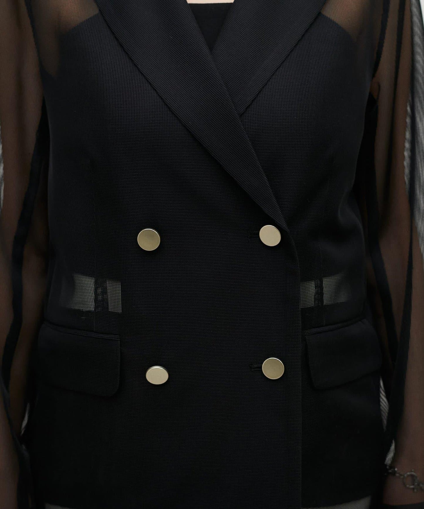 金屬扣網眼面料夾克