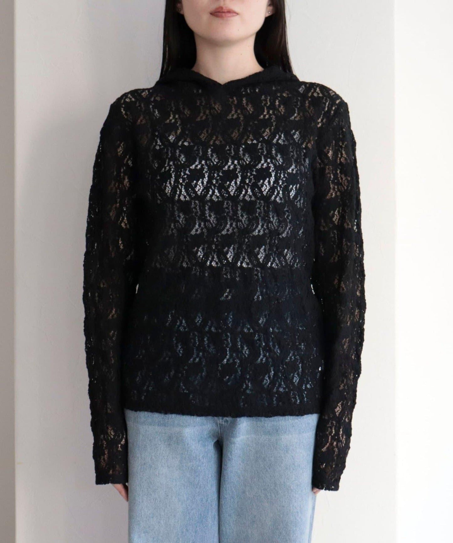 棉質蕾絲連帽上衣