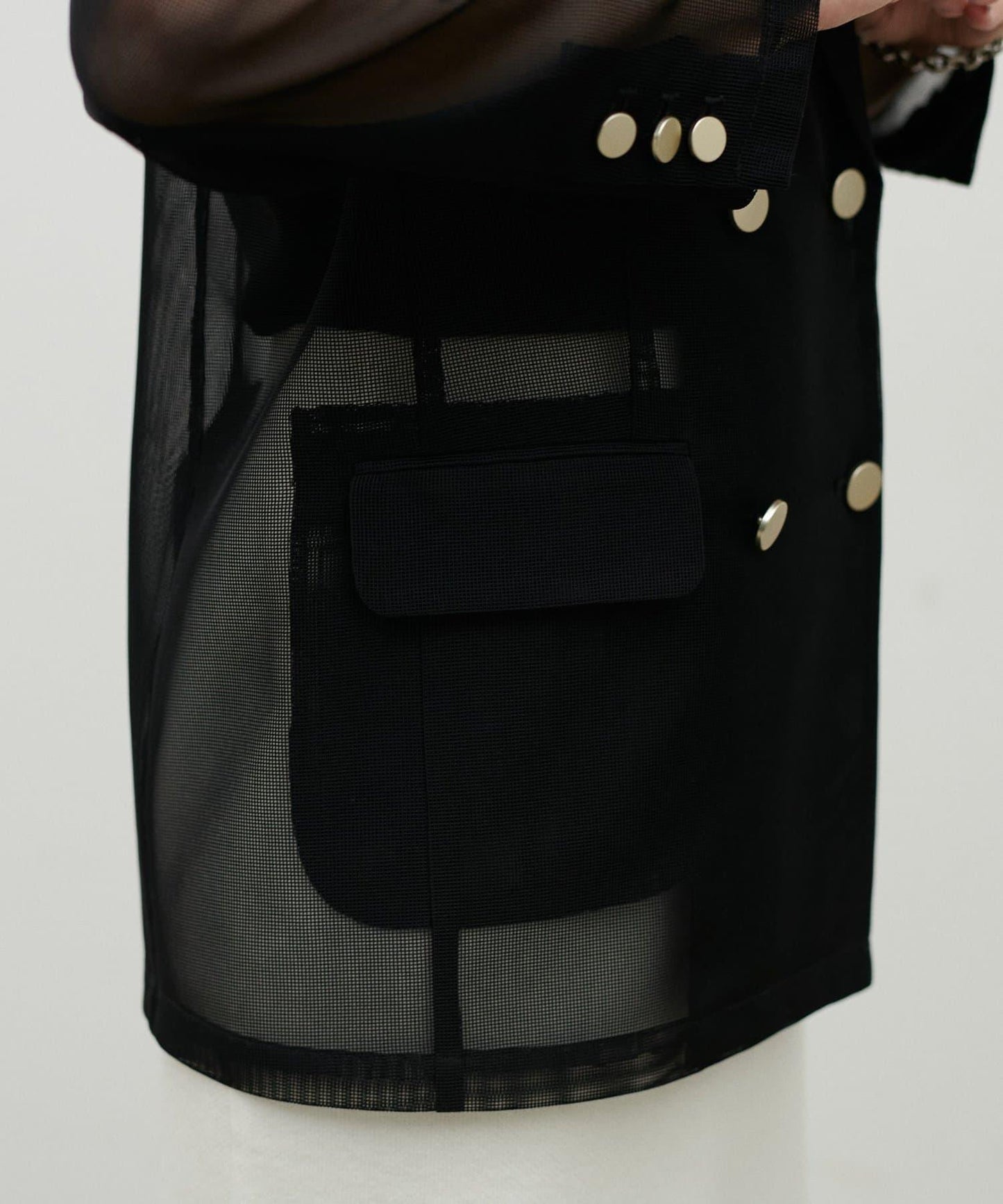 金屬扣網眼面料夾克