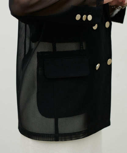 金屬扣網眼面料夾克