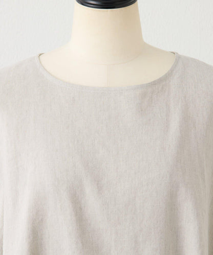 亞麻下襬抽繩女襯衫