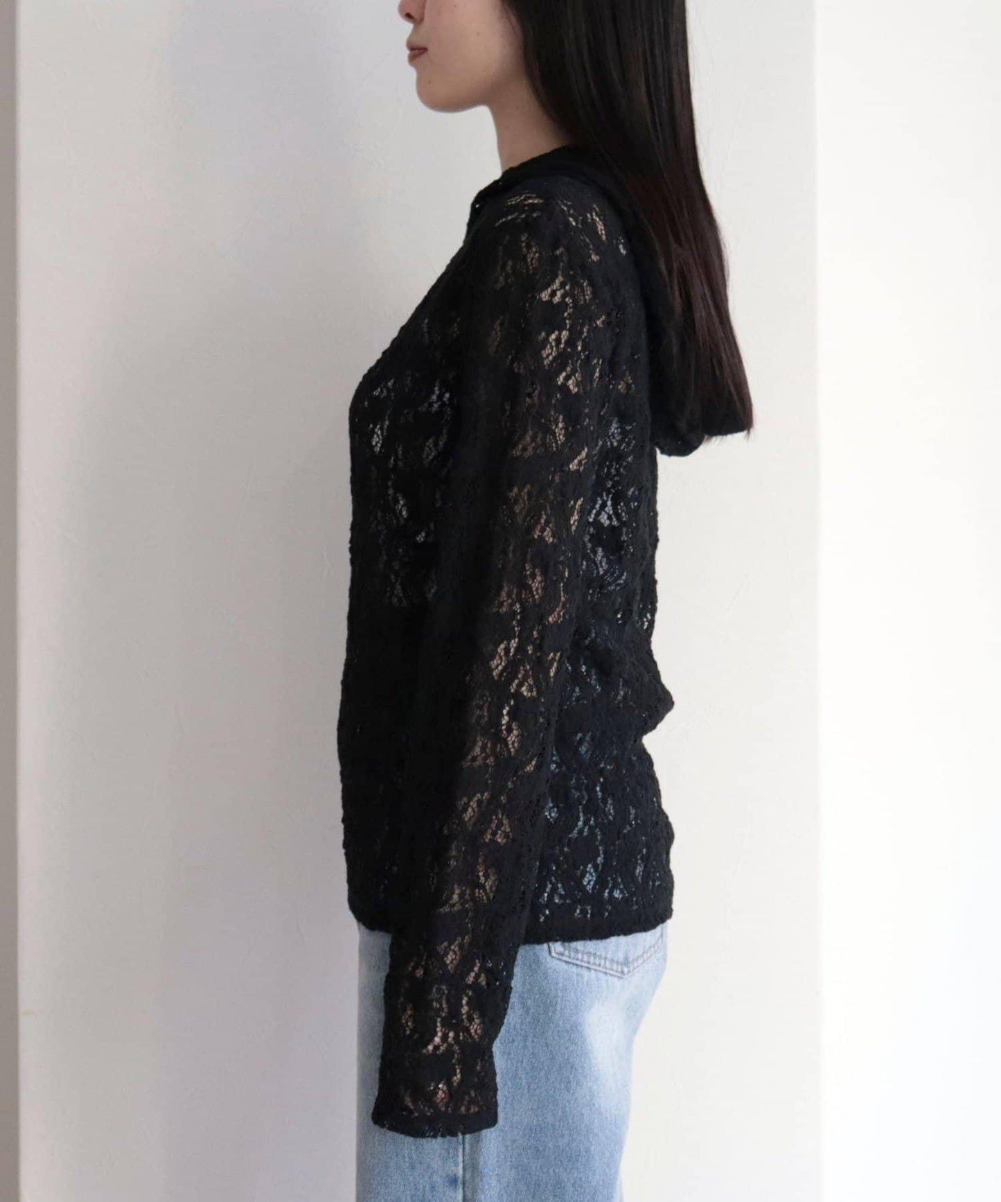 棉質蕾絲連帽上衣