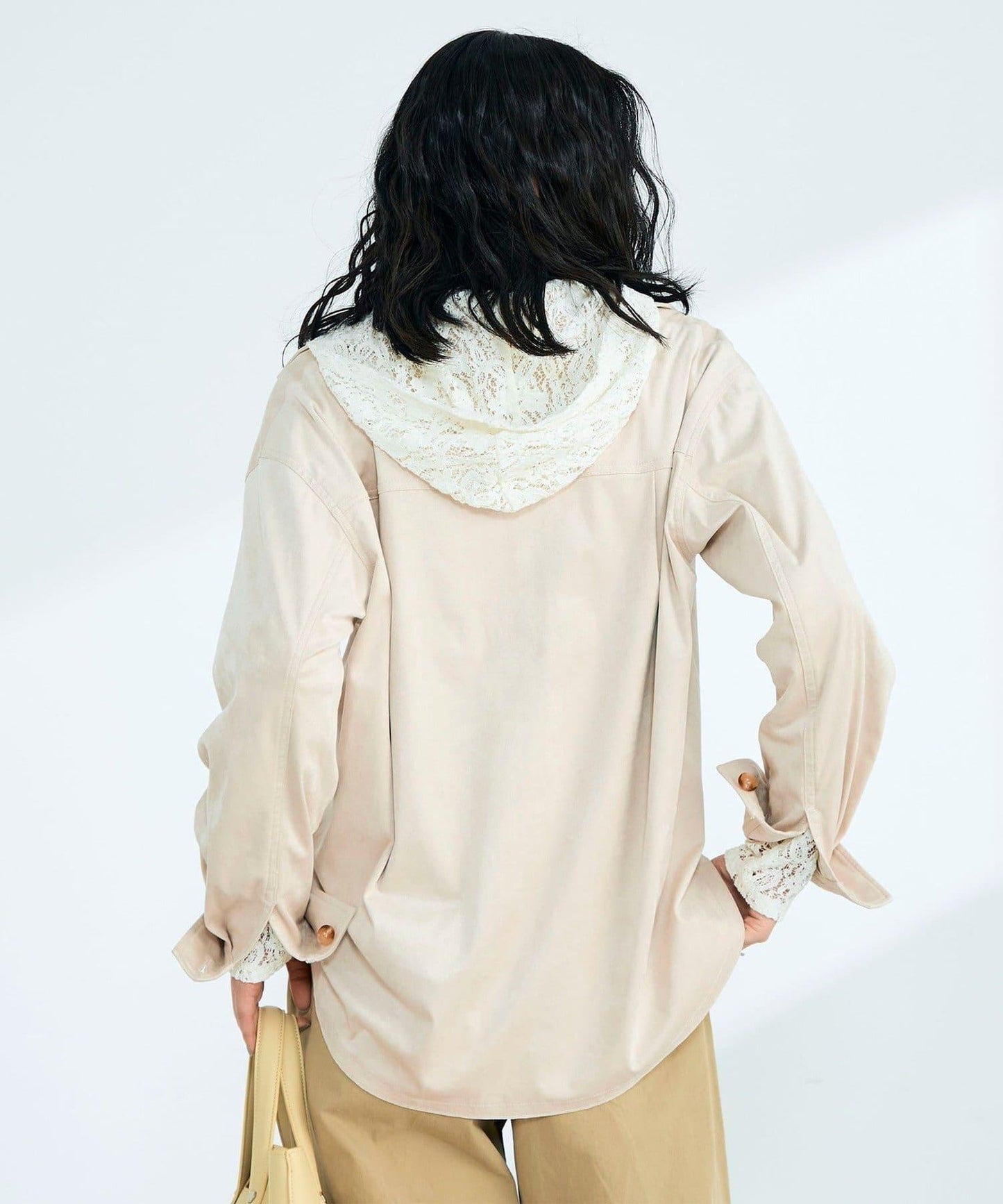 棉質蕾絲連帽上衣