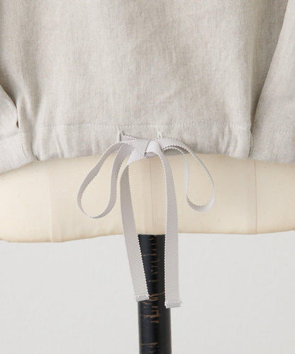 亞麻下襬抽繩女襯衫