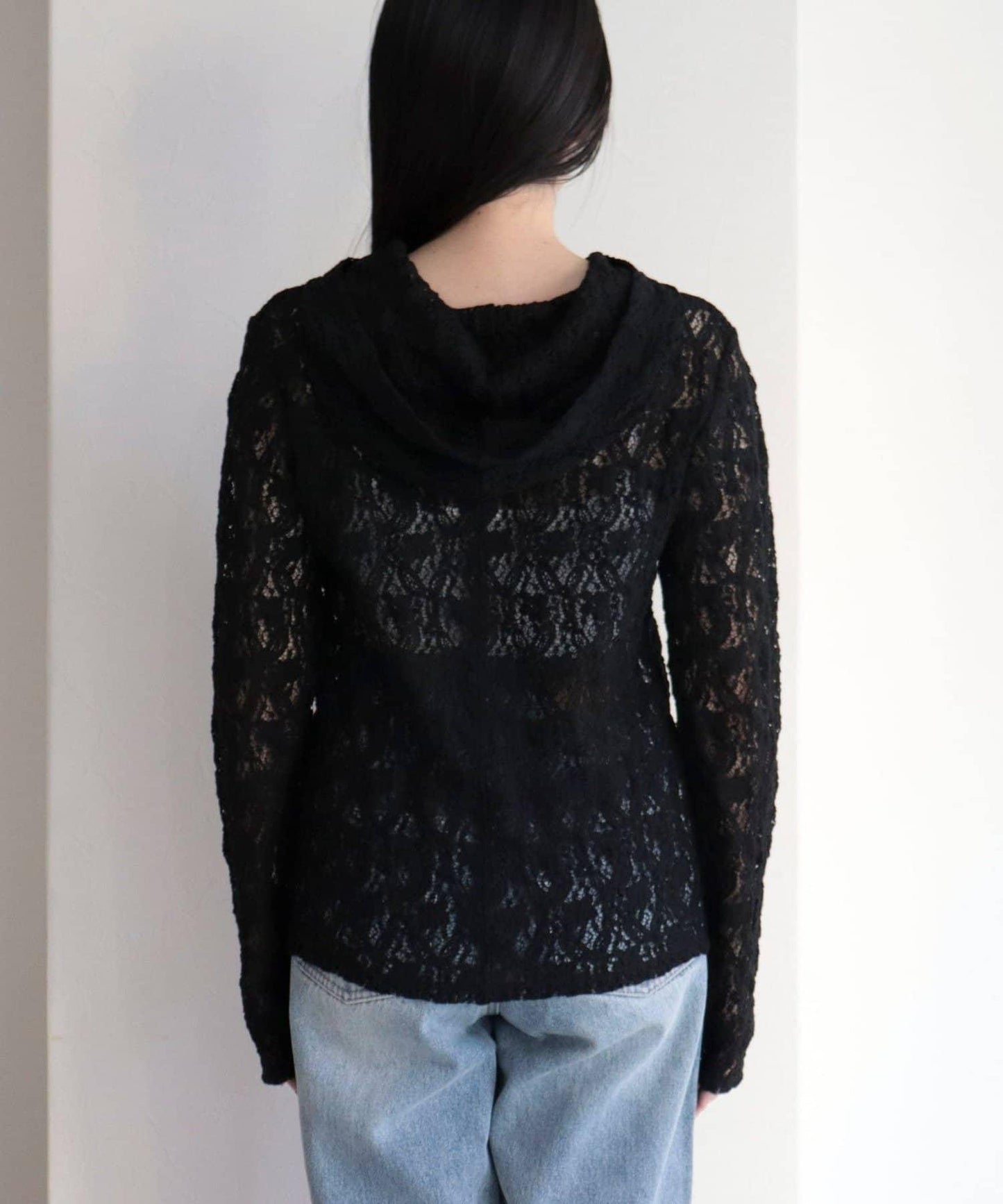 棉質蕾絲連帽上衣