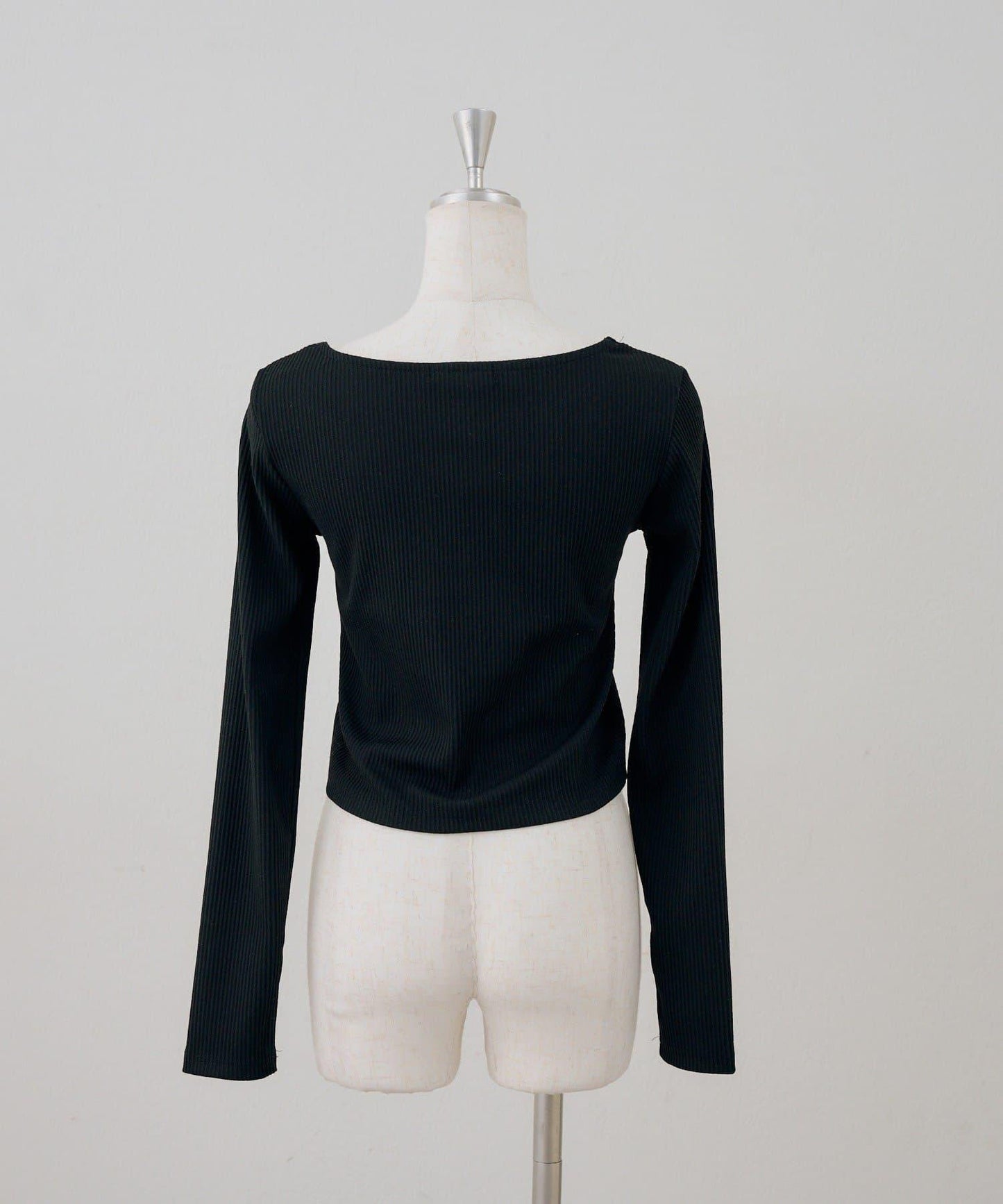 繫帶拼接羅紋上衣