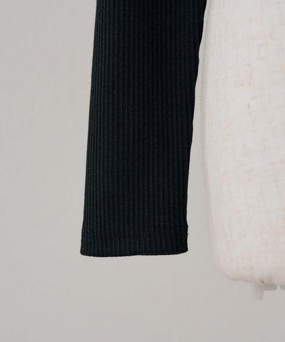 繫帶拼接羅紋上衣