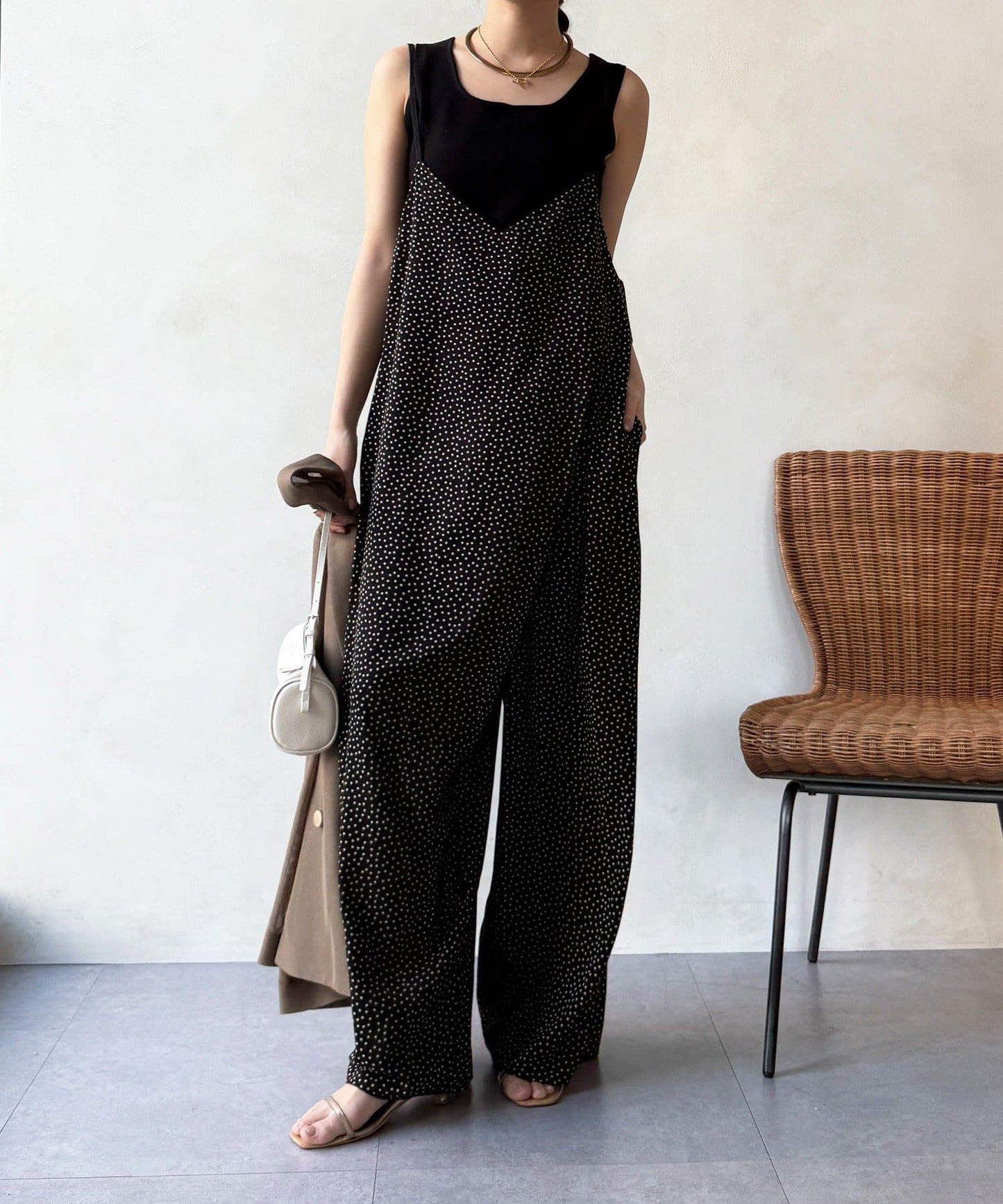 裹身設計 吊帶連體褲（ 可成套）