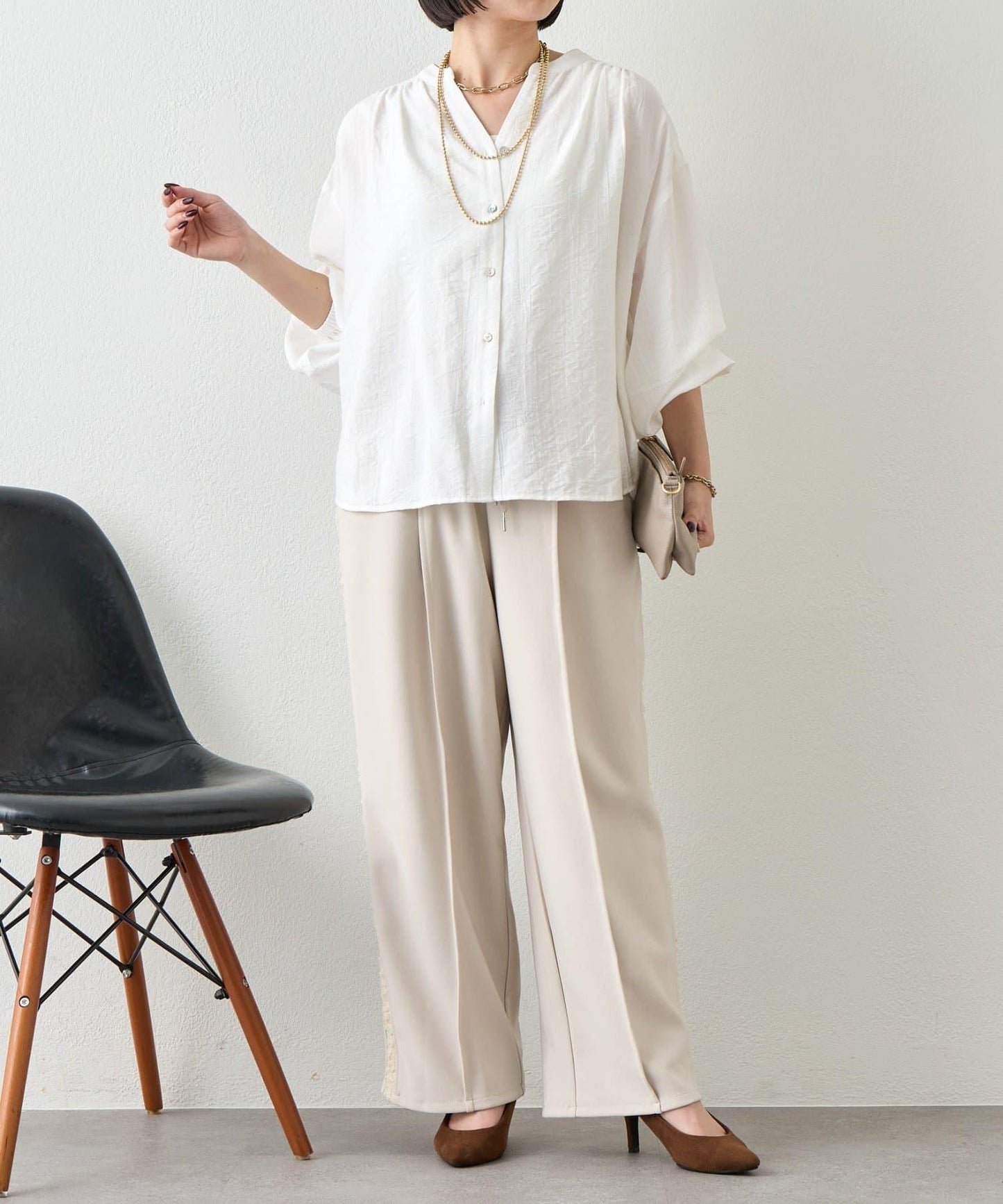 肩部褶皺設計 襯衫 SH款