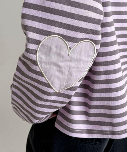 條紋心形貼布套頭上衣