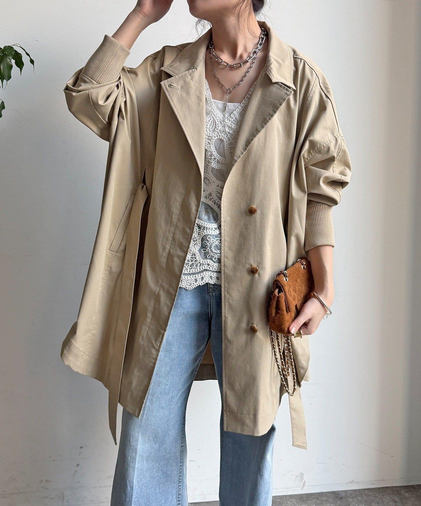 圓形羅紋設計大衣