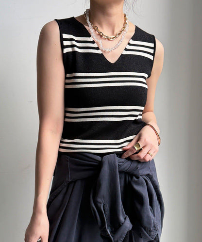 條紋針織背心