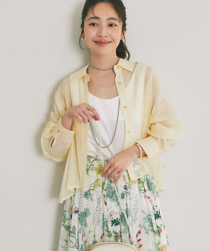 條紋輕透短款襯衫