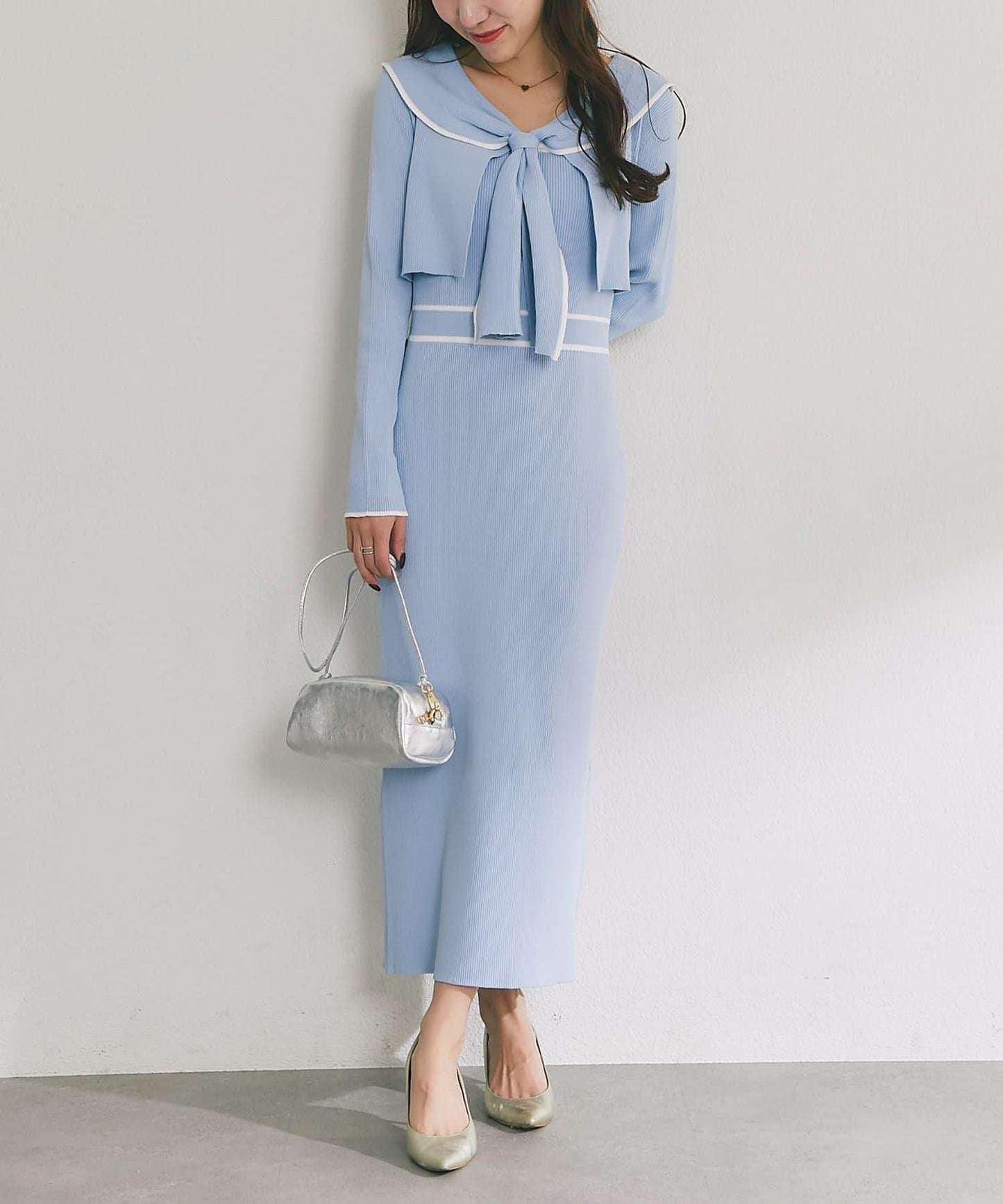 拼色 針織 套裝連衣裙