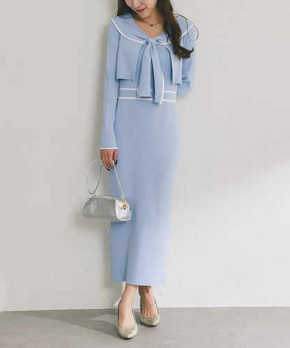 拼色 針織 套裝連衣裙