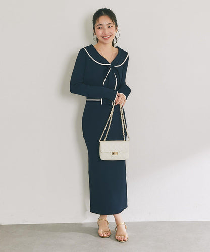 拼色 針織 套裝連衣裙