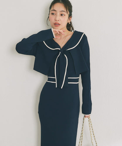 拼色 針織 套裝連衣裙