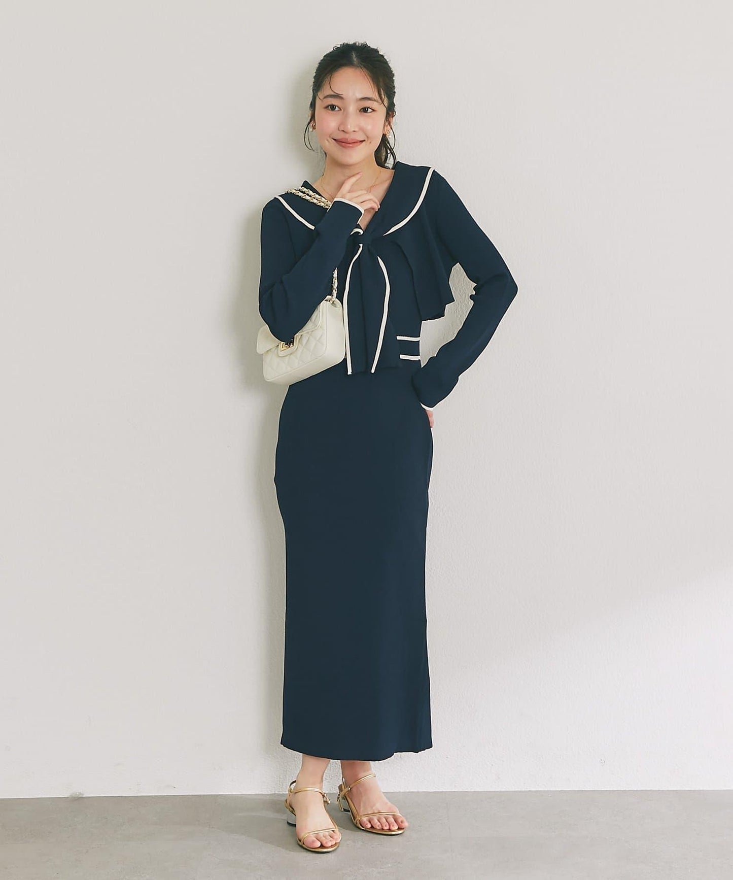 拼色 針織 套裝連衣裙