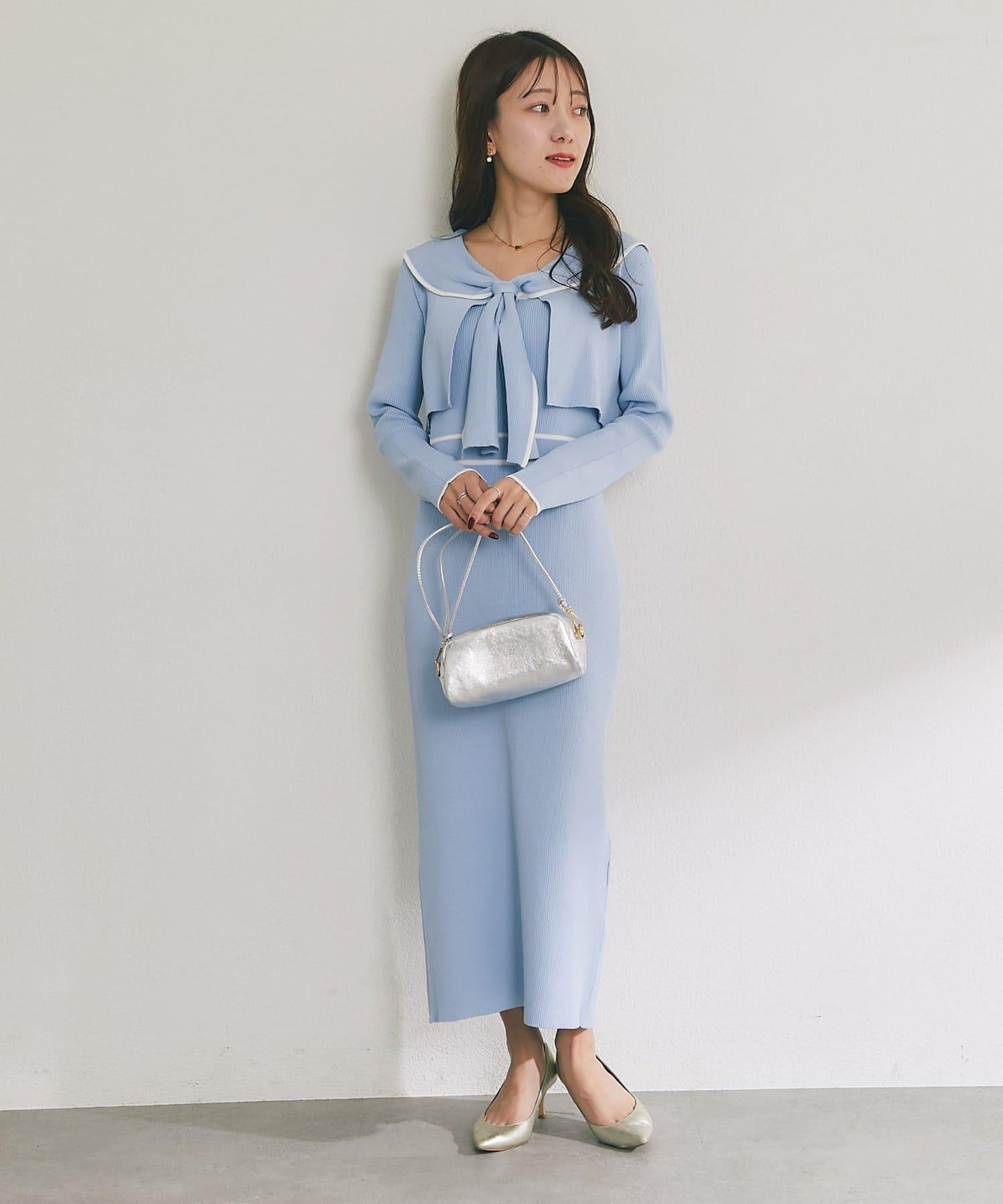 拼色 針織 套裝連衣裙