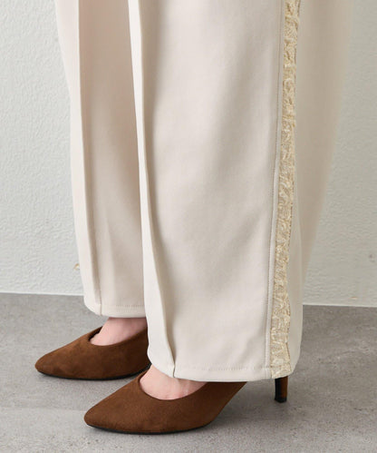 側邊蕾絲拼接 褲子