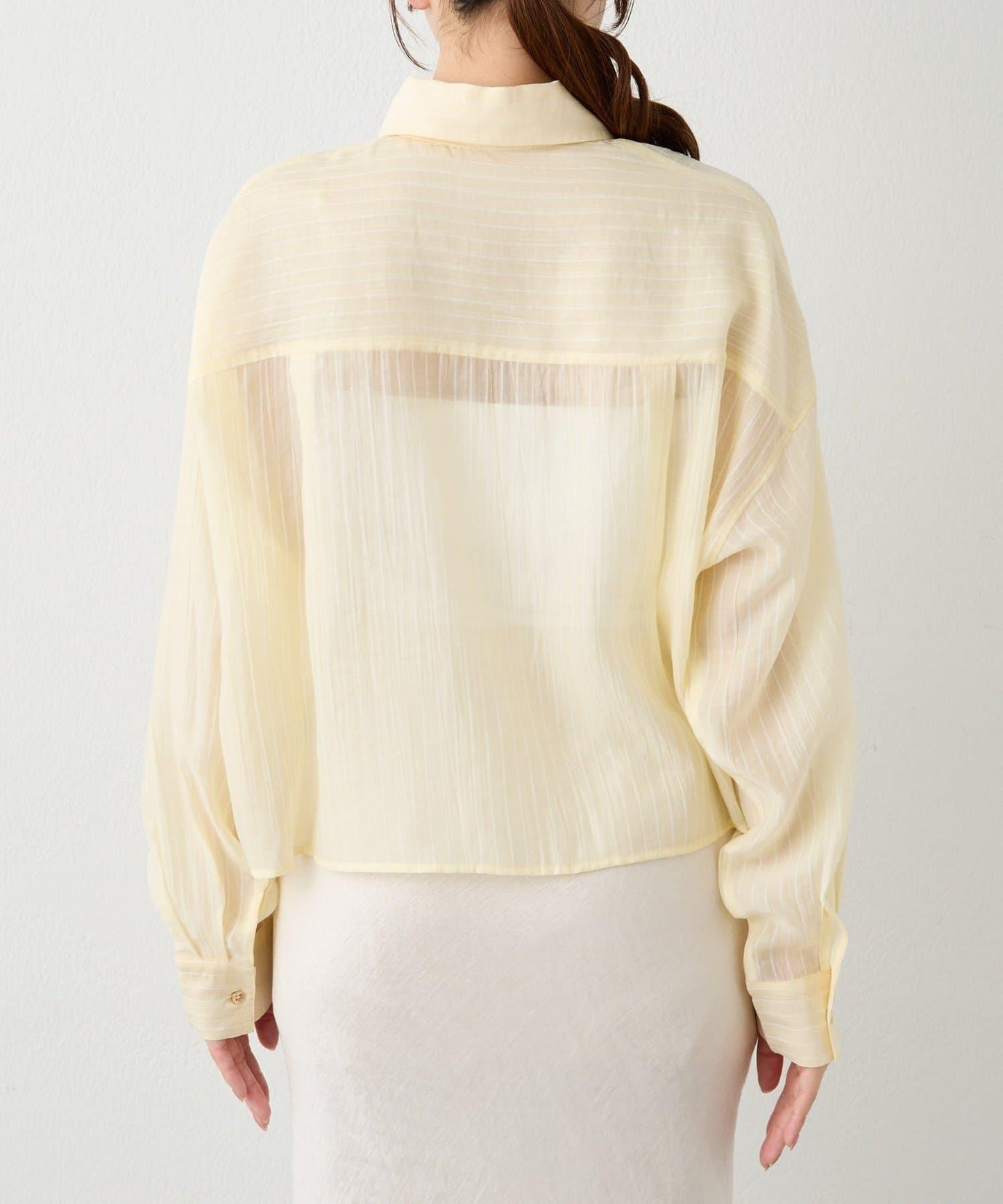 條紋輕透短款襯衫