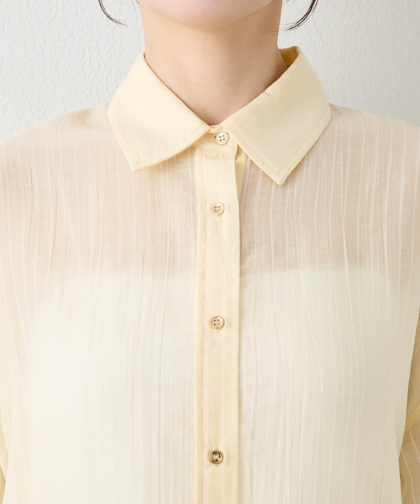 條紋輕透短款襯衫