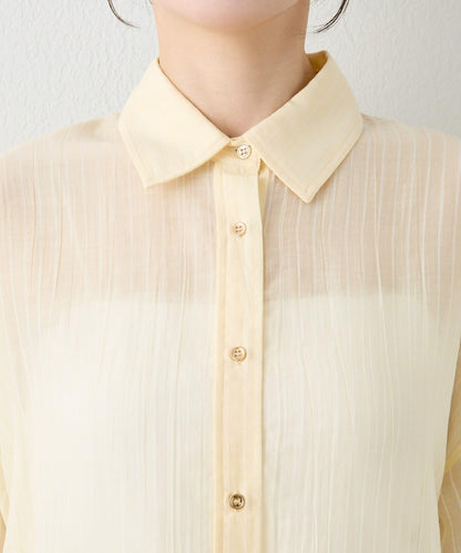 條紋輕透短款襯衫