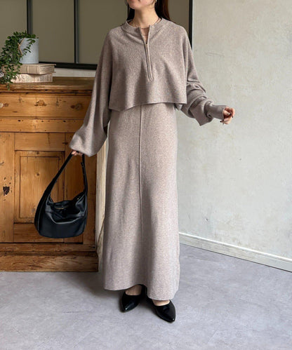 圓領半拉鍊針織套裝