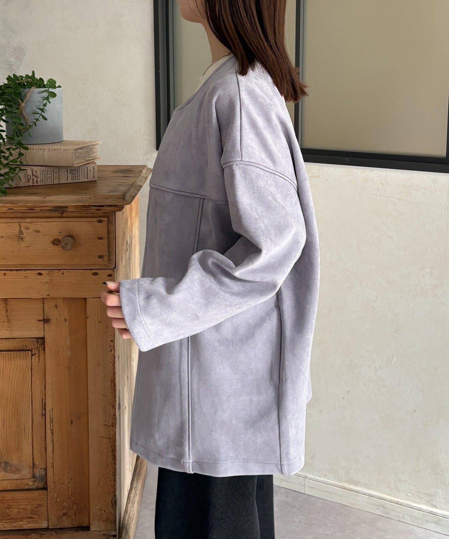 FS 無領中長款大衣