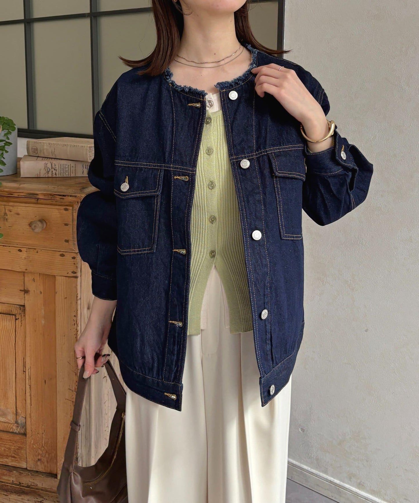 無領流蘇牛仔夾克