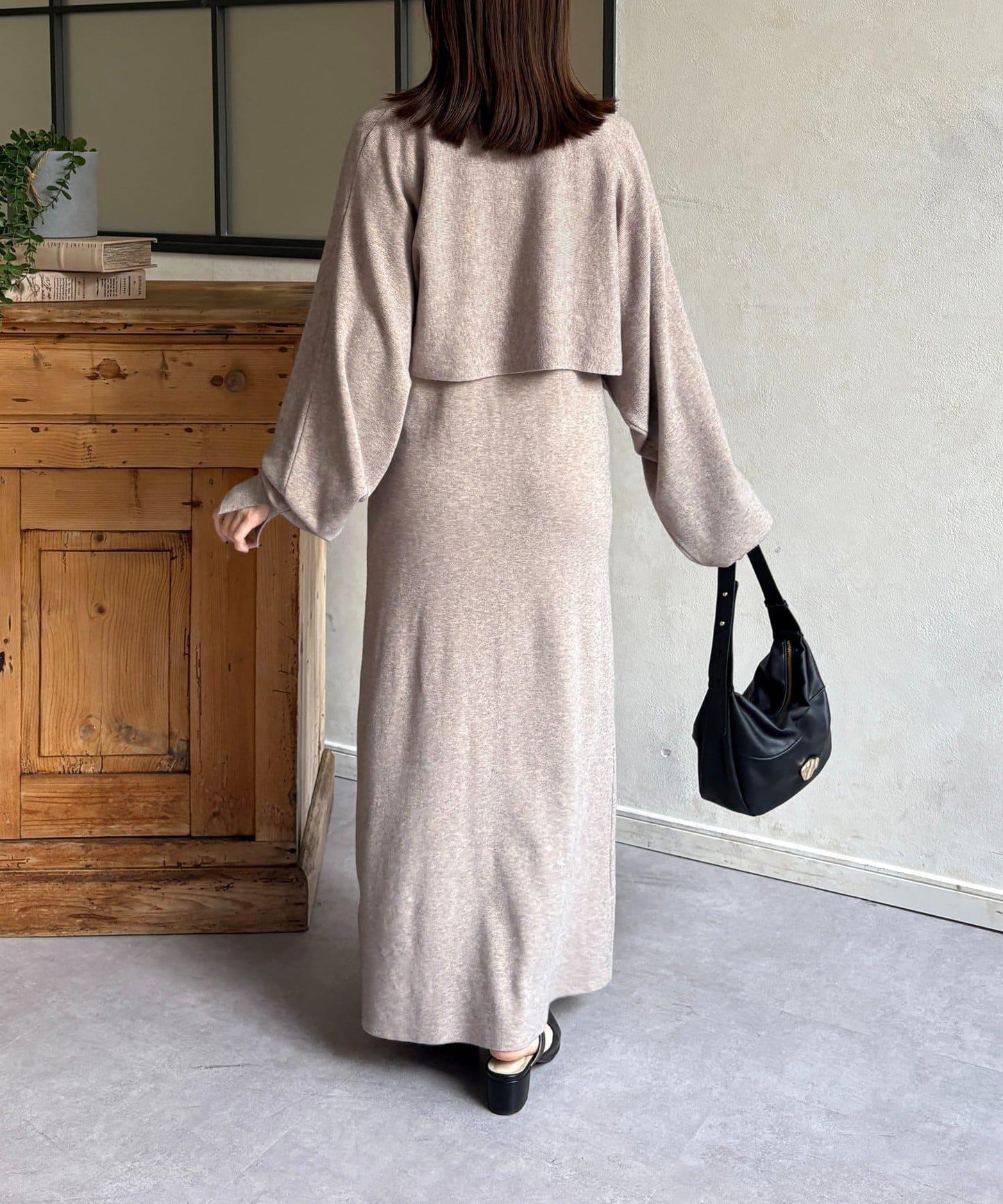 圓領半拉鍊針織套裝