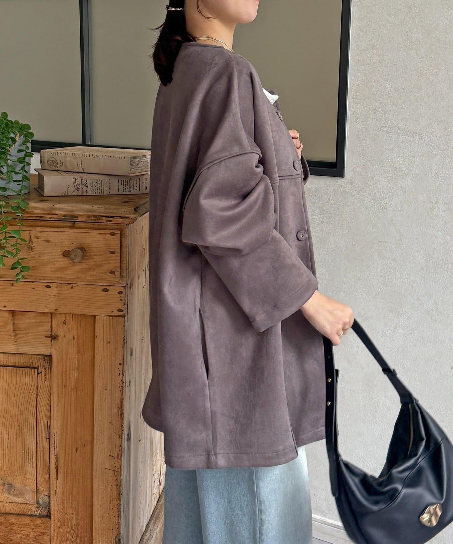 FS 無領中長款大衣