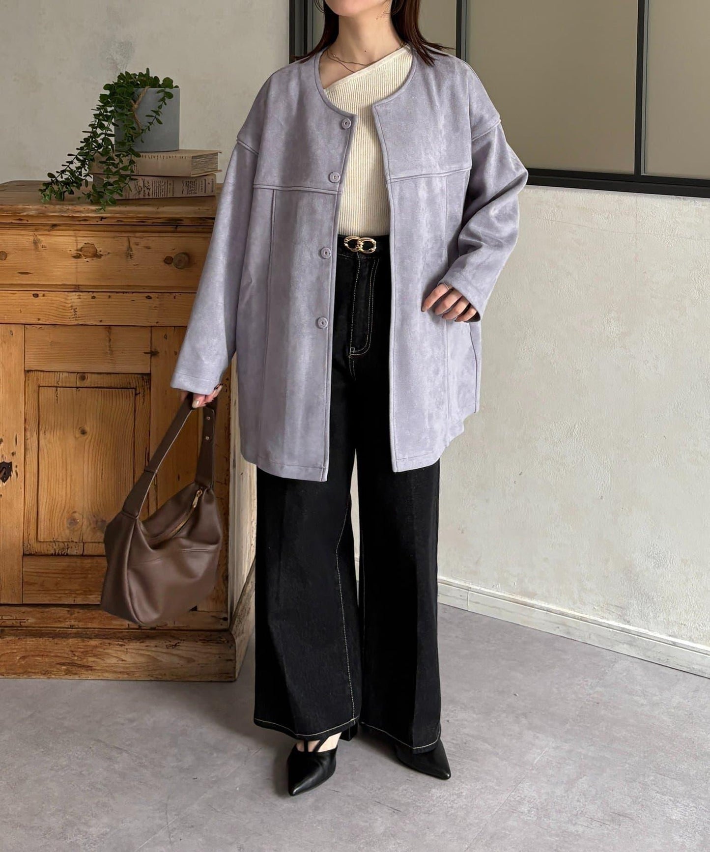 FS 無領中長款大衣