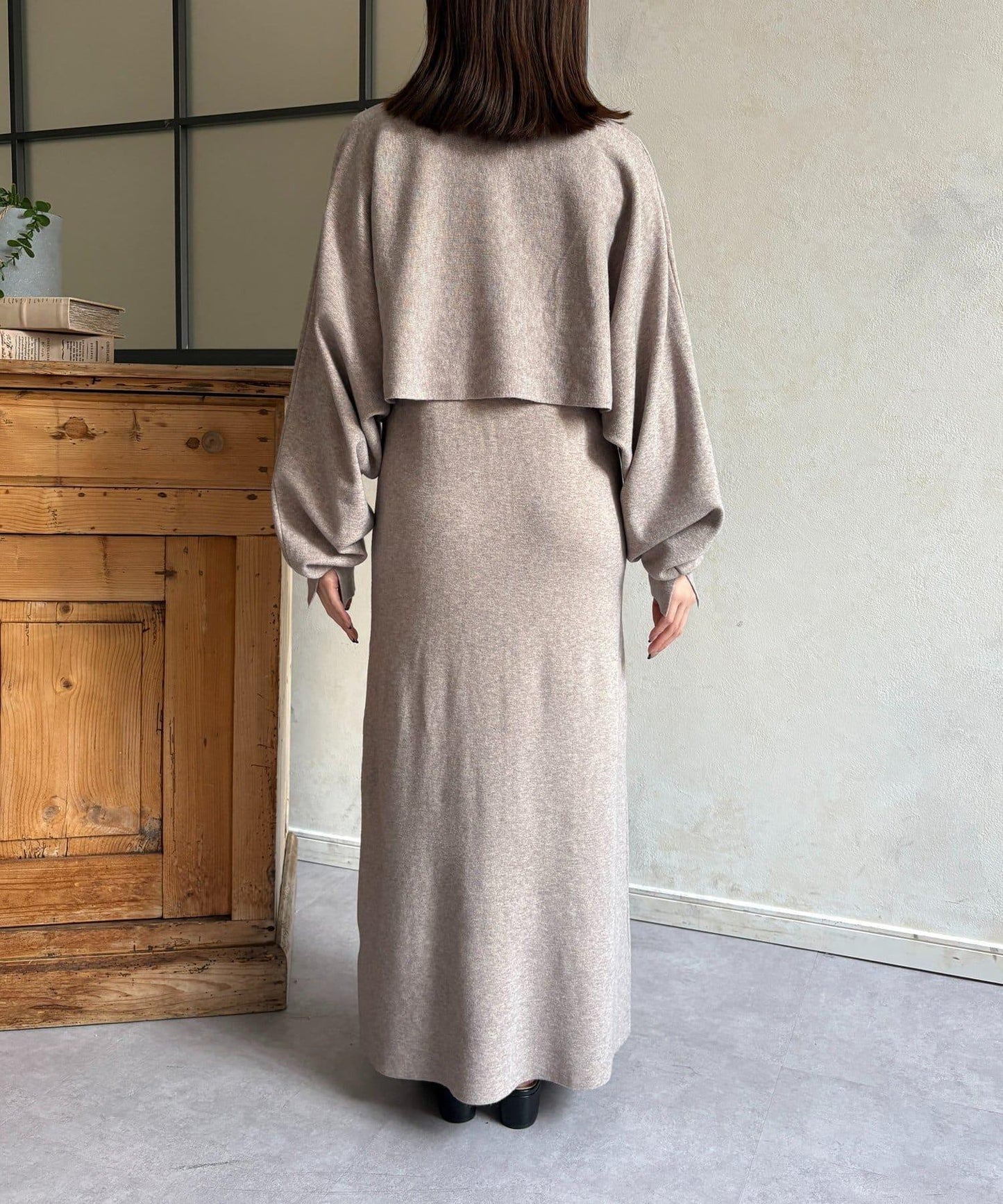 圓領半拉鍊針織套裝