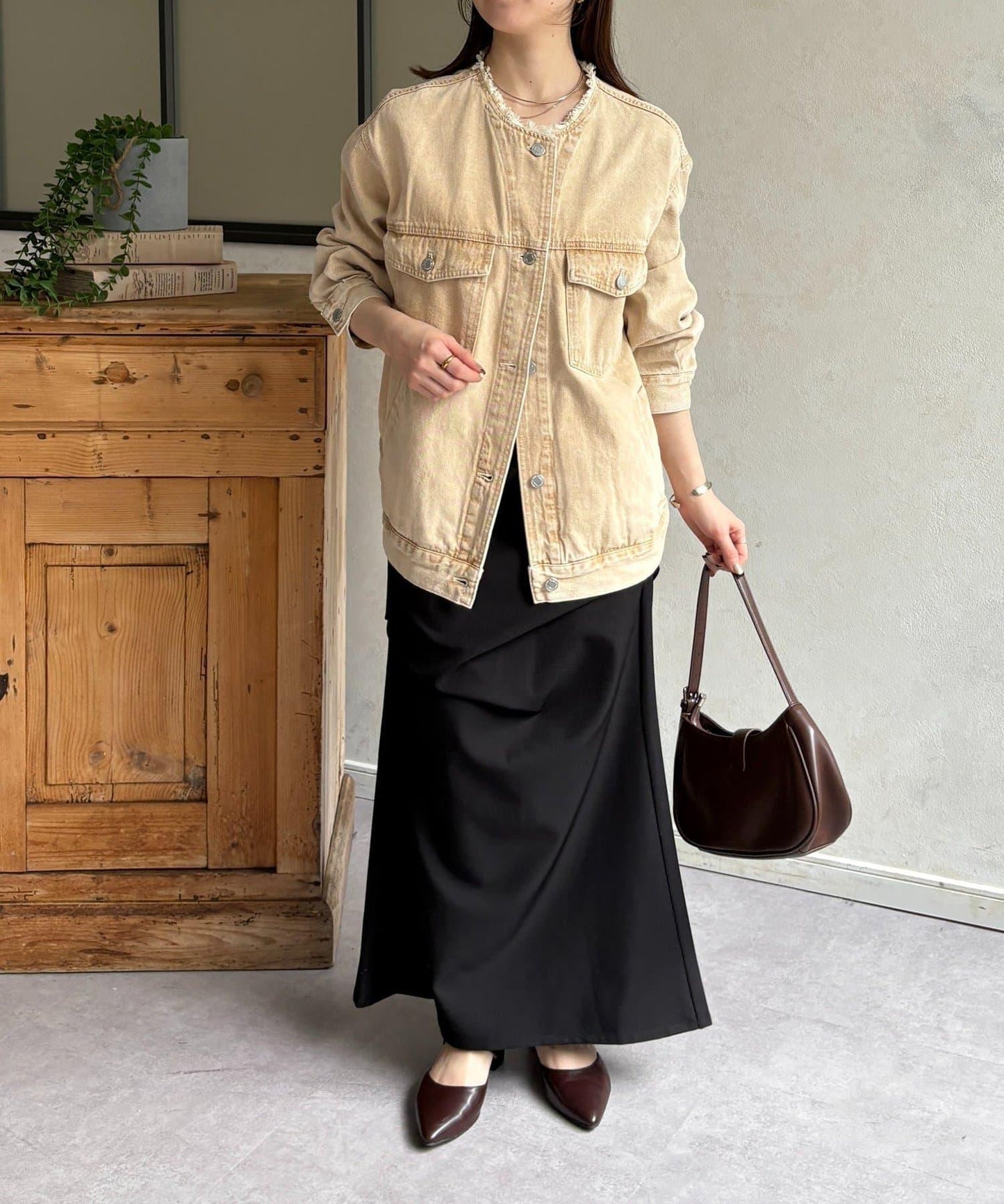 無領流蘇牛仔夾克