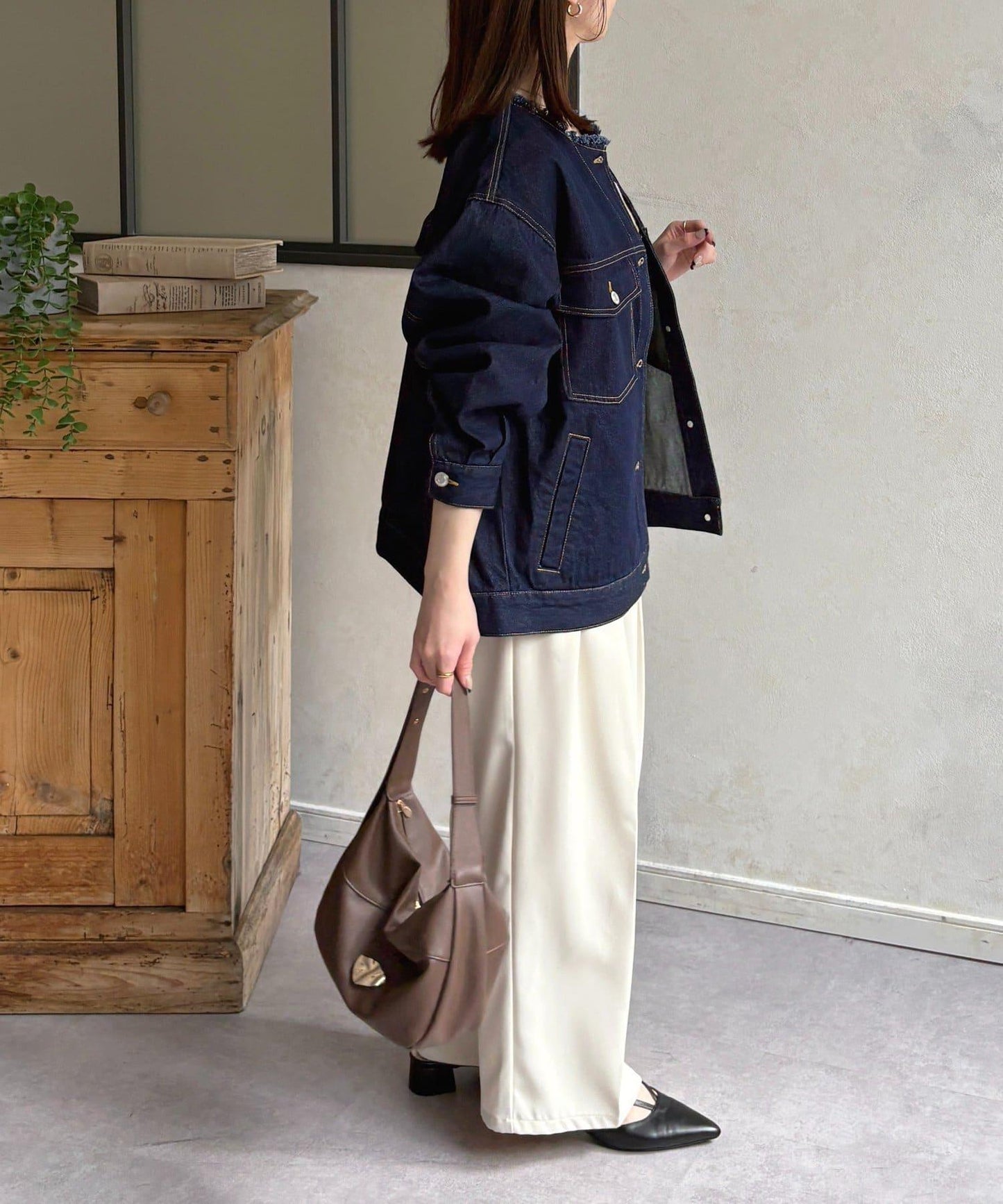 無領流蘇牛仔夾克