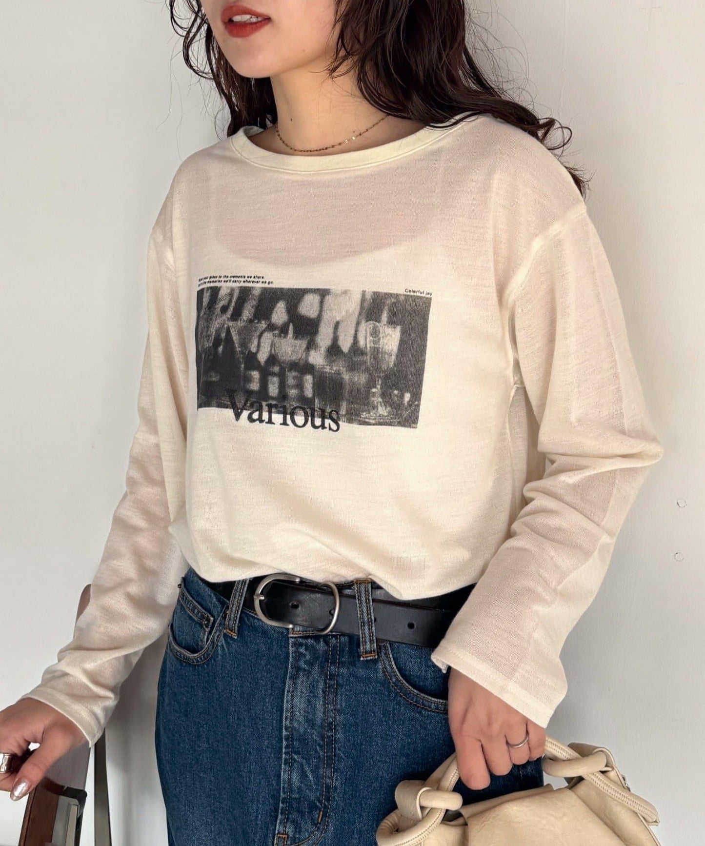 透肌梨地紋理 多款Logo 長袖T恤