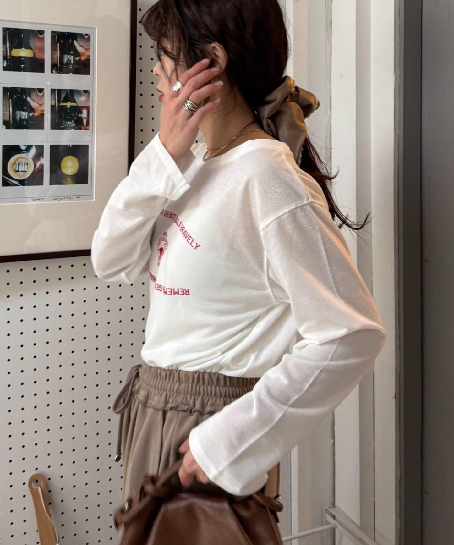 透肌梨地紋理 多款Logo 長袖T恤