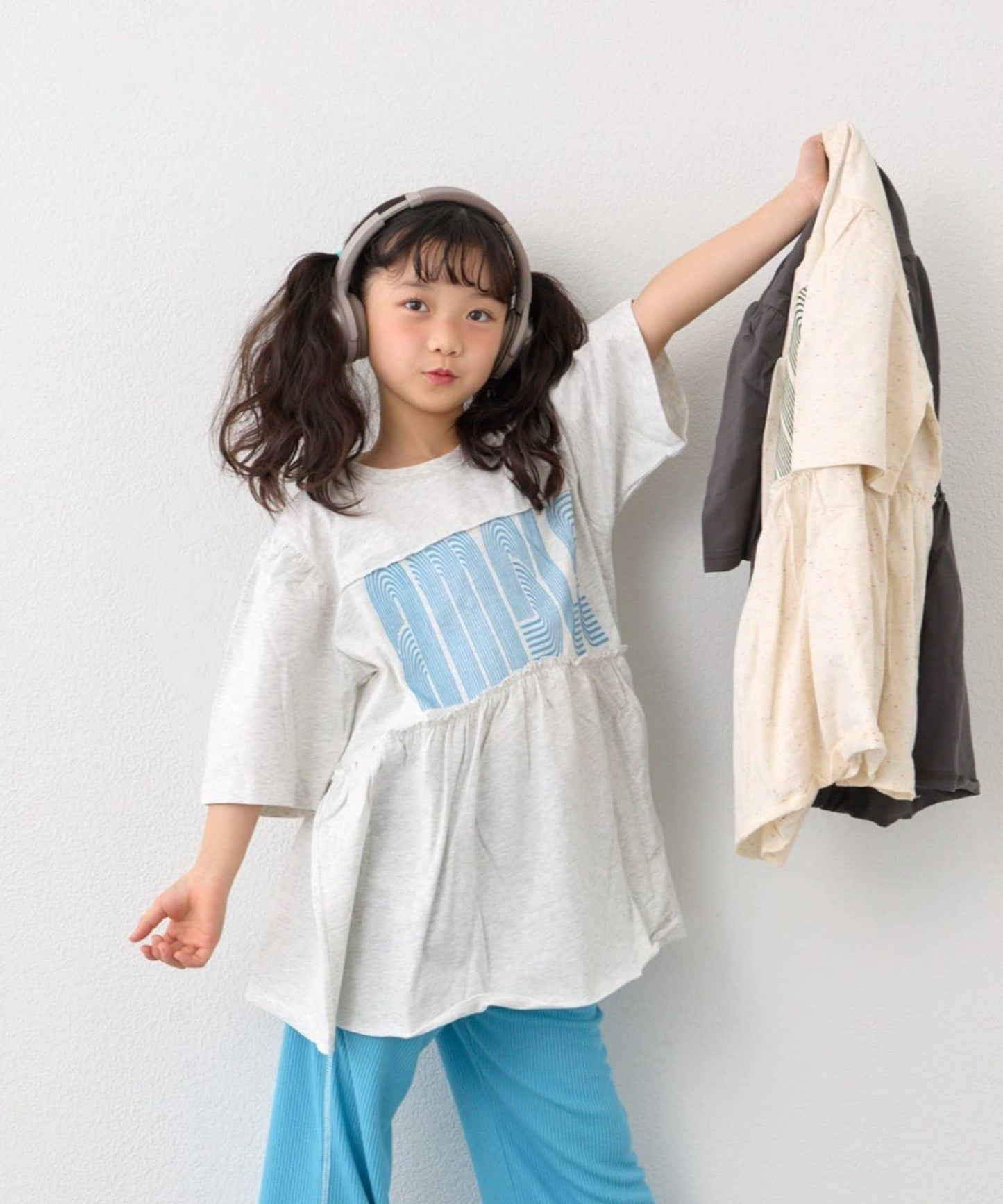 KIDS 厚印Logo 五分袖 罩衫連衣裙