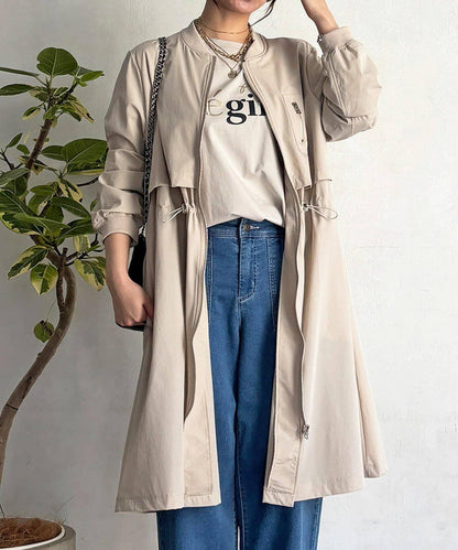 腰部抽繩設計 大衣