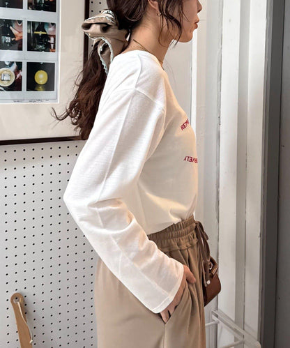 透肌梨地紋理 多款Logo 長袖T恤