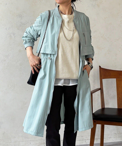 腰部抽繩設計 大衣