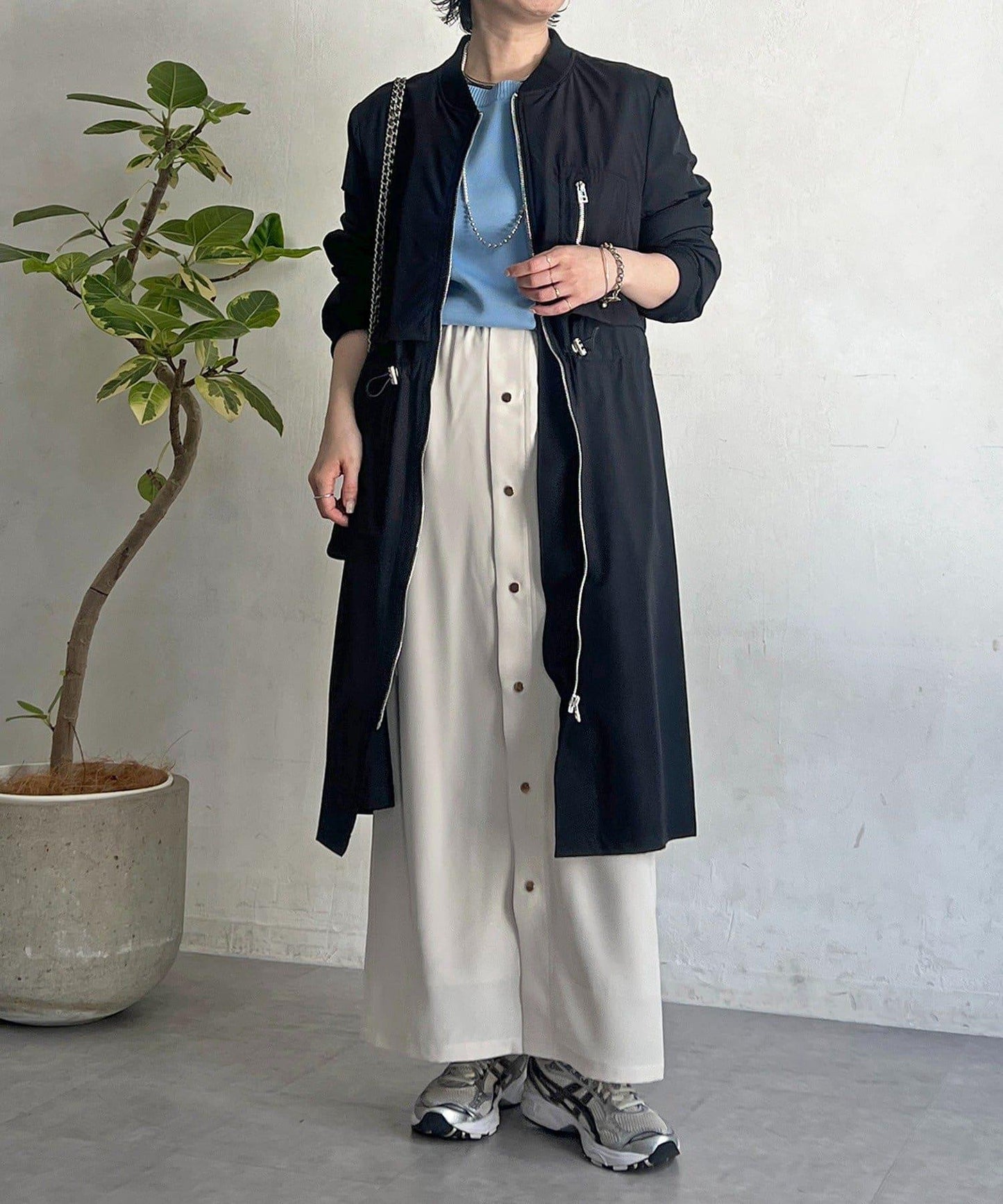 腰部抽繩設計 大衣