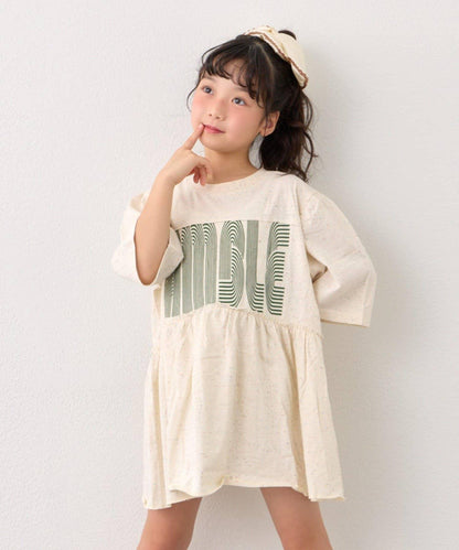 KIDS 厚印Logo 五分袖 罩衫連衣裙